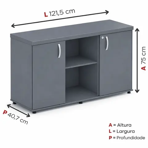 ARMARIO BAIXO CREDENCE 40MM CINZA