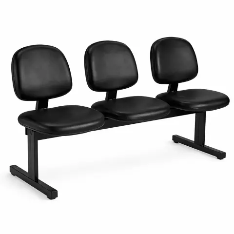LONGARINA 3 LUGARES EXECUTIVA BASE AÇO DUPLO PINTURA EPOXI SAPATAS NYLON