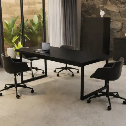 MESA REUNIAO PE DE FERRO 30MM 200X100 PRETO