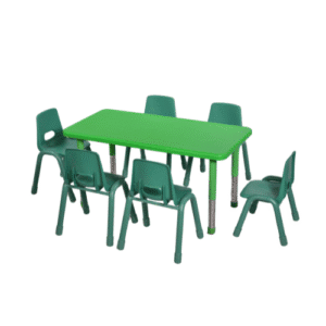 Conjunto Infantil Escolar – Mesa Retangular e 6 Cadeiras Monobloco