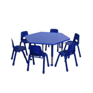 Conjunto Infantil Mesa Hexagonal Azul